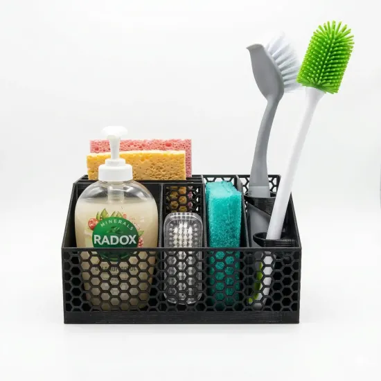 Luxe Kunststof Gootsteen Organizer - Universeel Rek voor Afwasmiddel & Borstels