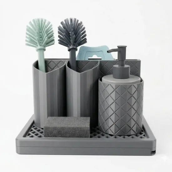 Gootsteen Organizer met Zeepdispenser en Borstelhouder 