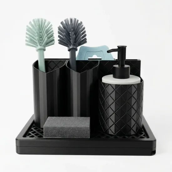 Gootsteen Organizer met Zeepdispenser en Borstelhouder 