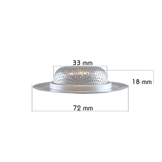 Gootsteen zeef middel - Ø72 - 33mm - ↕12mm - RVS basis