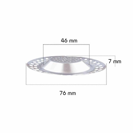 Gootsteen zeef middel - Ø76 - 46mm -  ↕7mm - RVS kleine gaten