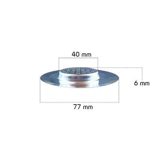 Gootsteen zeef -  Ø77 - 40mm ↕6mm - RVS vlak 
