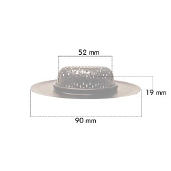 Gootsteen zeef middel -  Ø90 - 52mm - ↕19mm-  RVS zwart