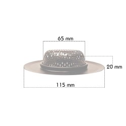 Gootsteen zeef groot -  Ø115 - 65mm - ↕20mm-  RVS zwart