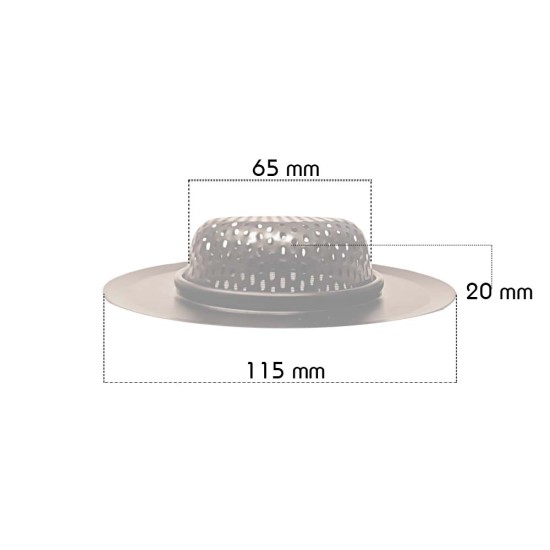 Gootsteen zeef groot -  Ø115 - 65mm - ↕20mm-  RVS zwart