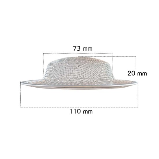 Gootsteen zeef groot - Ø110 - 70mm - ↕20mm  - Netje met stang