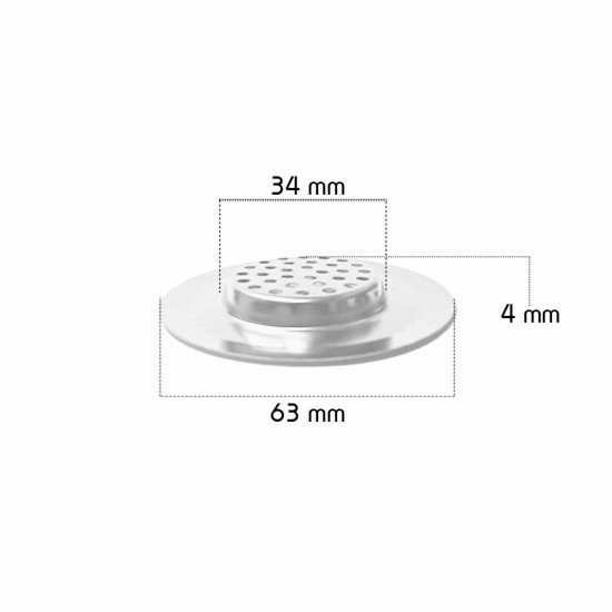 Gootsteen zeef klein - Ø63 - 34mm -  ↕5mm - RVS vlak