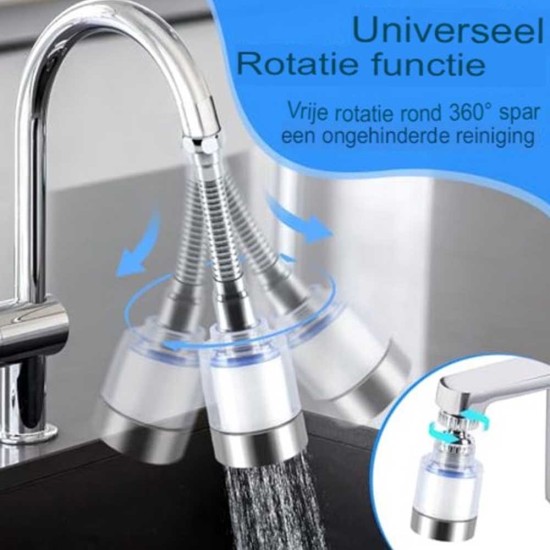 Kraan Opzetstuk - Flexibele Buis - waterbesparende kraankop- met waterfilter Deluxe