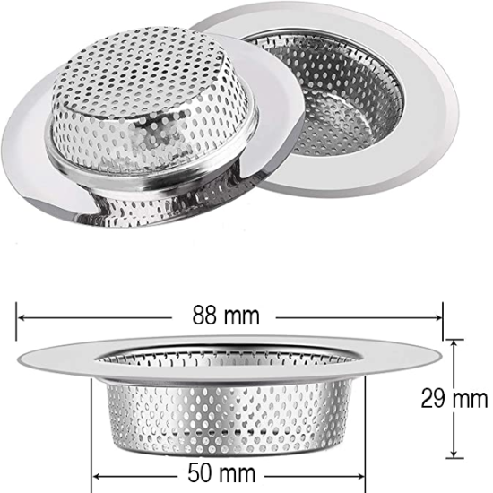 Gootsteen zeef middel - Ø88 - 50mm - ↕18mm - RVS basis